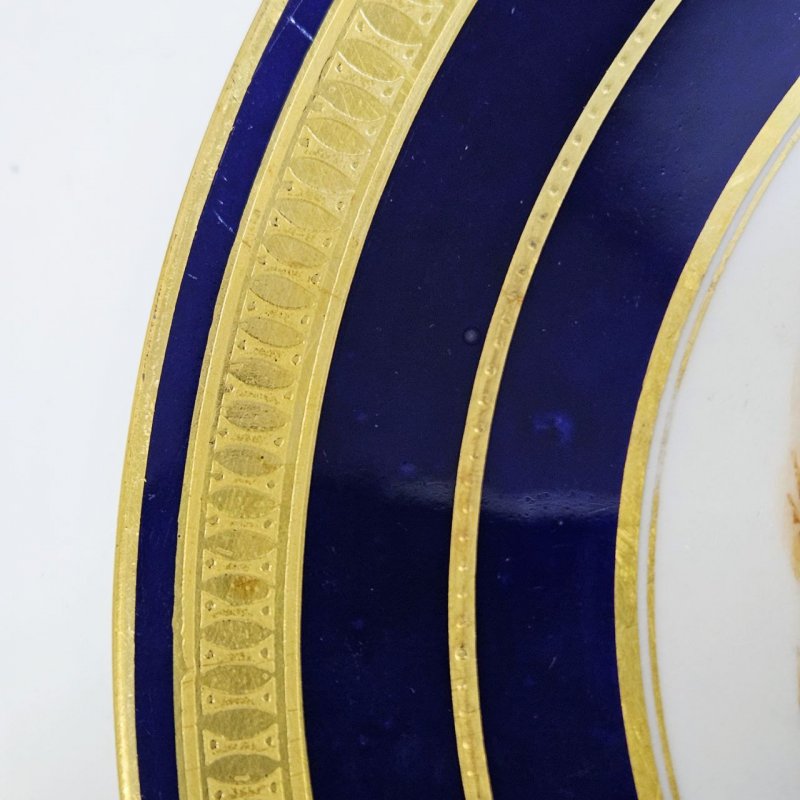 Тарелка с росписью кобальтовый борт Aynsley