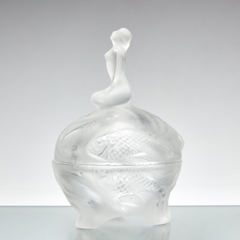 Шкатулка для украшений из прозрачного матового стекла в стиле ар-деко Hoffmann