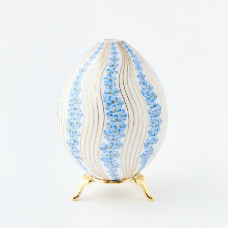 Старинное фарфоровое яйцо с ручной росписью Незабудки