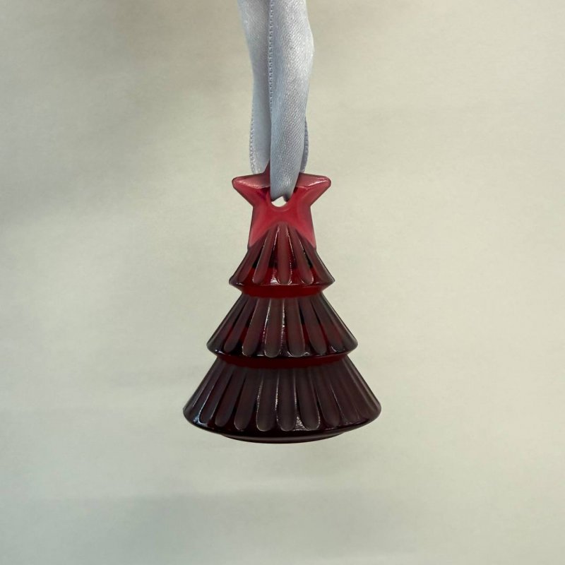 Ёлочная игрушка шишка Lalique красная 