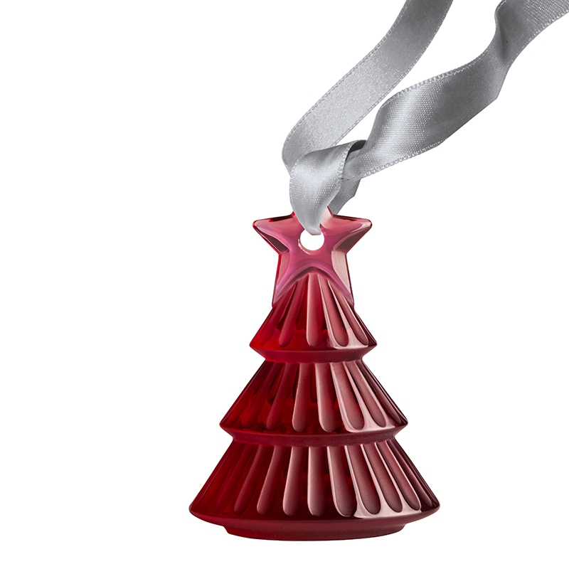 Ёлочная игрушка шишка Lalique красная 