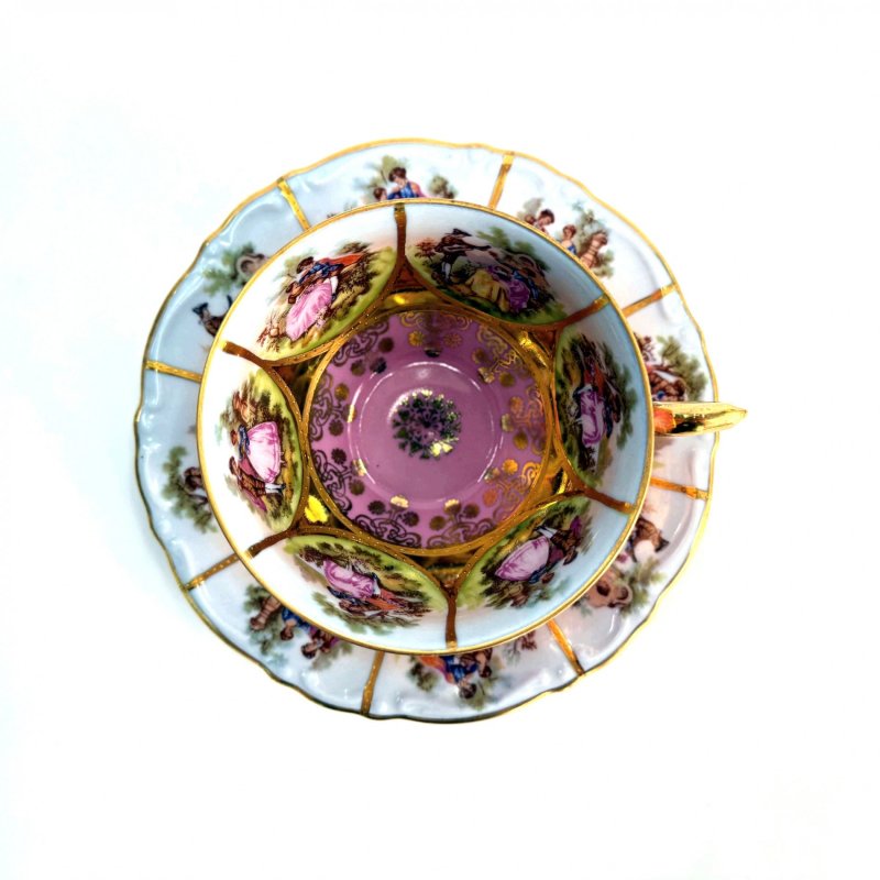 Фарфоровая чашка с блюдцем. J.K. Decor Carlsbad Bavaria. Германия. 1950-е–1970-е годы (н)