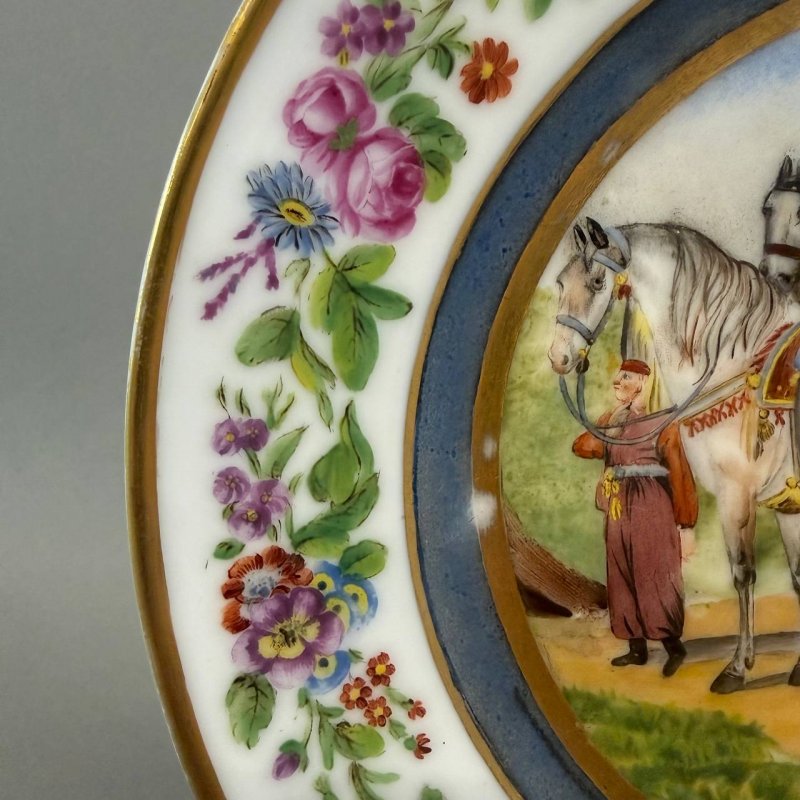 Раритет музейного значения! Тарелка с миниатюрой фарфорового завода князя Юсупова в Архангельском 1819-1820 г.