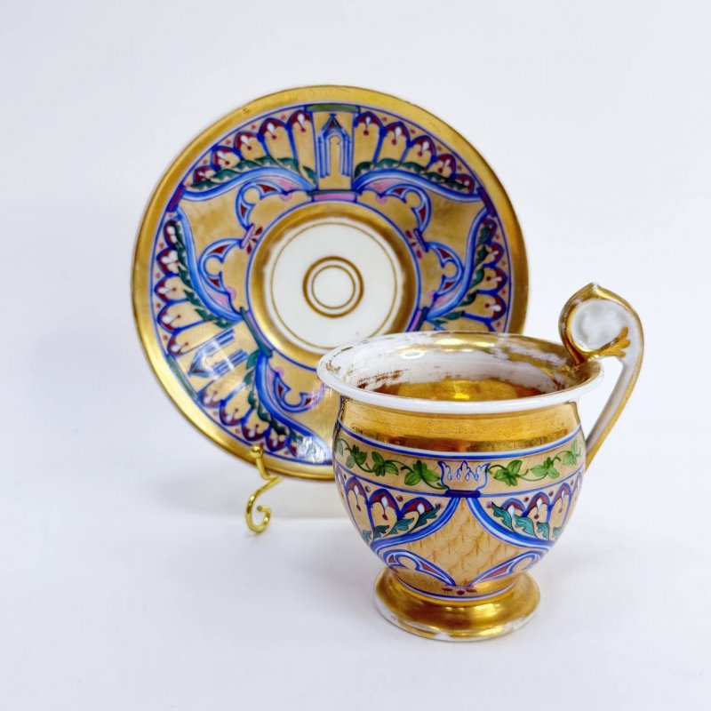 Завод Ф.С. Батенина. Старинная фарфоровая чашка с блюдцем