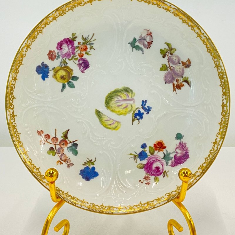 Чашка для шоколада  с крышкой и блюдцем (тройка) Meissen 1745-1755гг