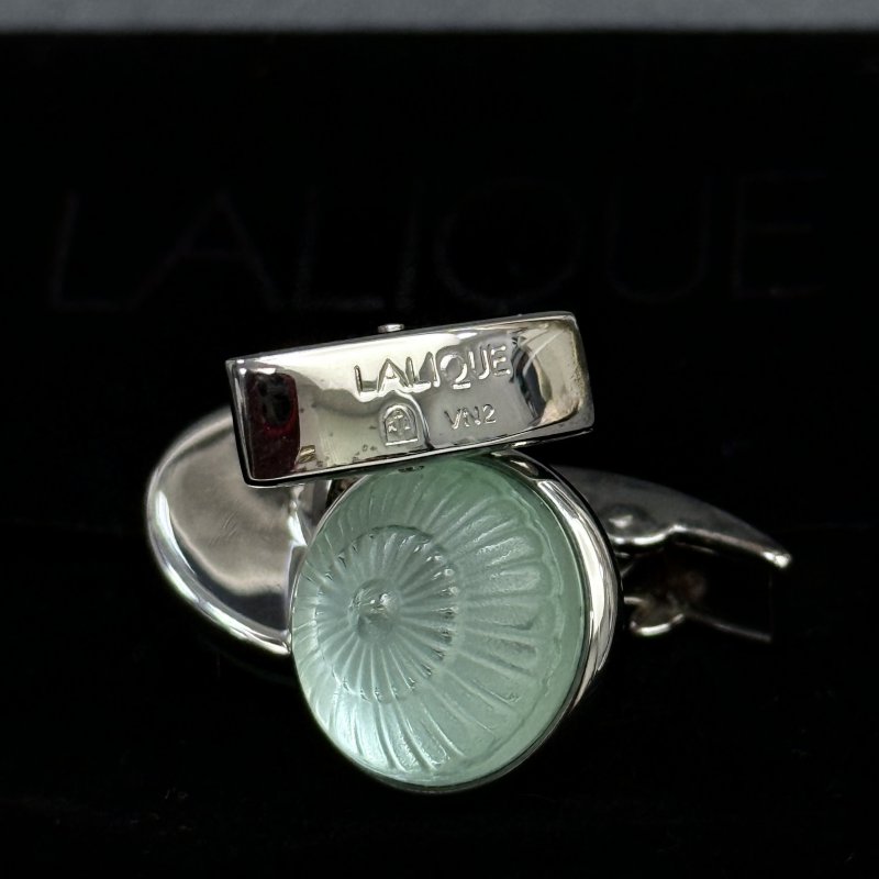 Запонки с палладиевой отделкой и гранёным хрусталём цвета лагуна 2024-2025 г