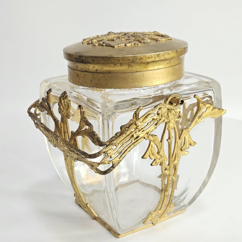 Бисквитница хрусталь бронза золочение в стиле Ар-нуво Франция конец 19 в
