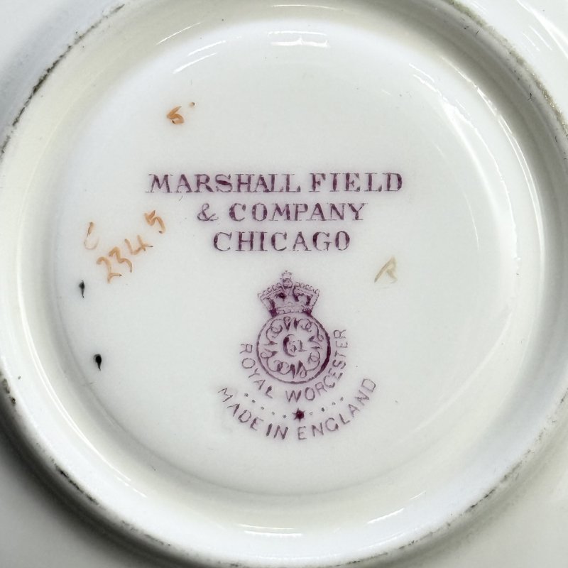 Чашка с блюдцем для кофе в стиле Артдеко Роял Вустер - Marshall Field &Co Англия-США 1920 гг. (д)