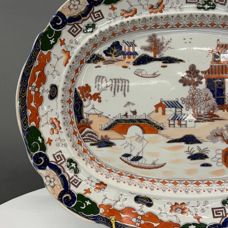 Большое старинное блюдо , Masons , Англия 1815-1820 г , ironstone масса . 