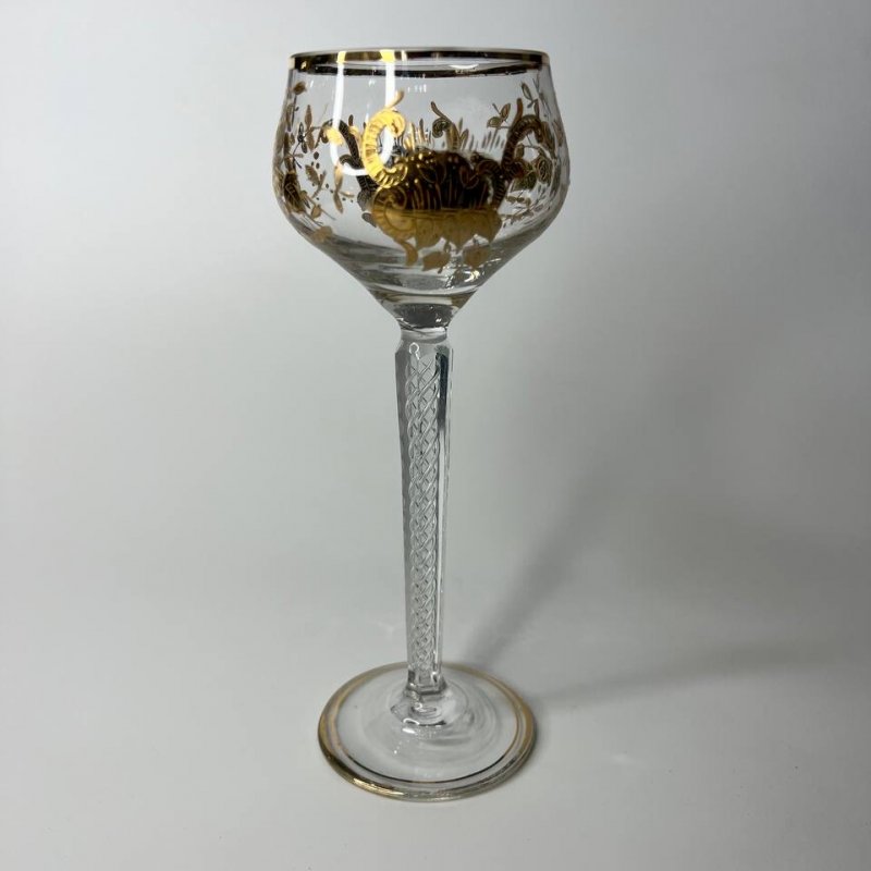 Бокал для вина с ножкой airfrost с золотыми эмалями, ручная роспись