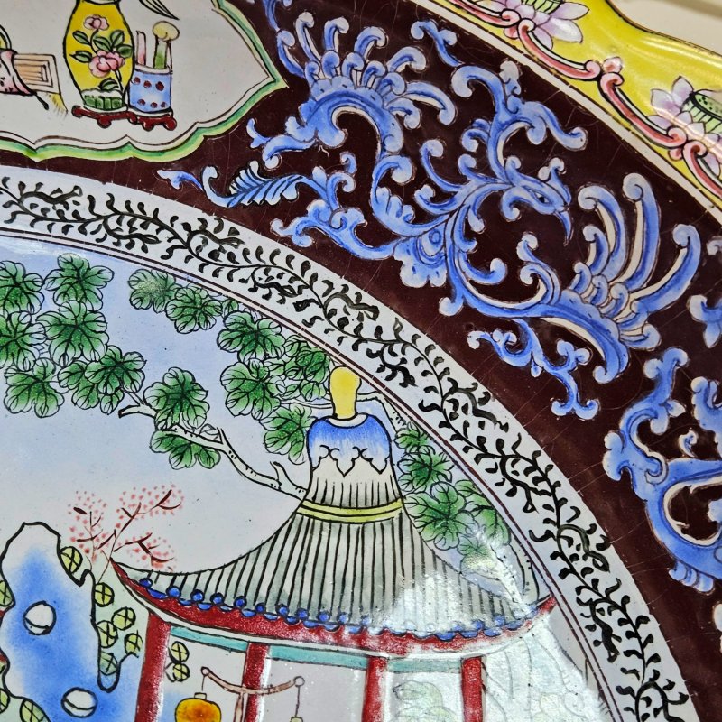Подносное блюдо Китай  роспись эмалями металл Клеймо QianLong 1736-1795 гг