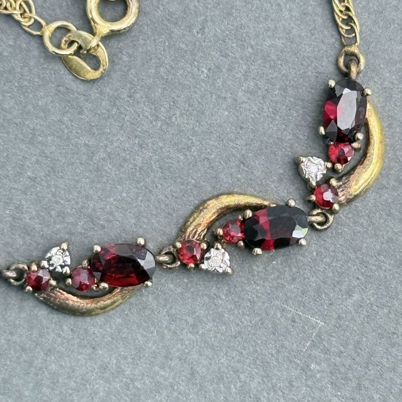 Колье серебро с гранатом и натуральными камнями Европа 1950 гг (д)