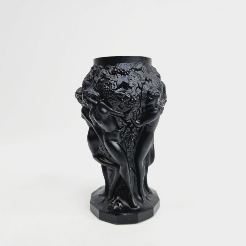 Гламурная редкая черная стеклянная ваза в стиле ар-деко 1930-х годов H.Hoffmann 