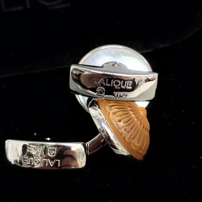 Запонки с палладиевой отделкой и гранёным хрусталём оранжевого цвета 2024-2025 г