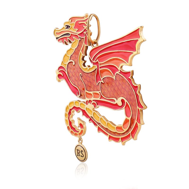 Елочная игрушка «Дракон» из серебра