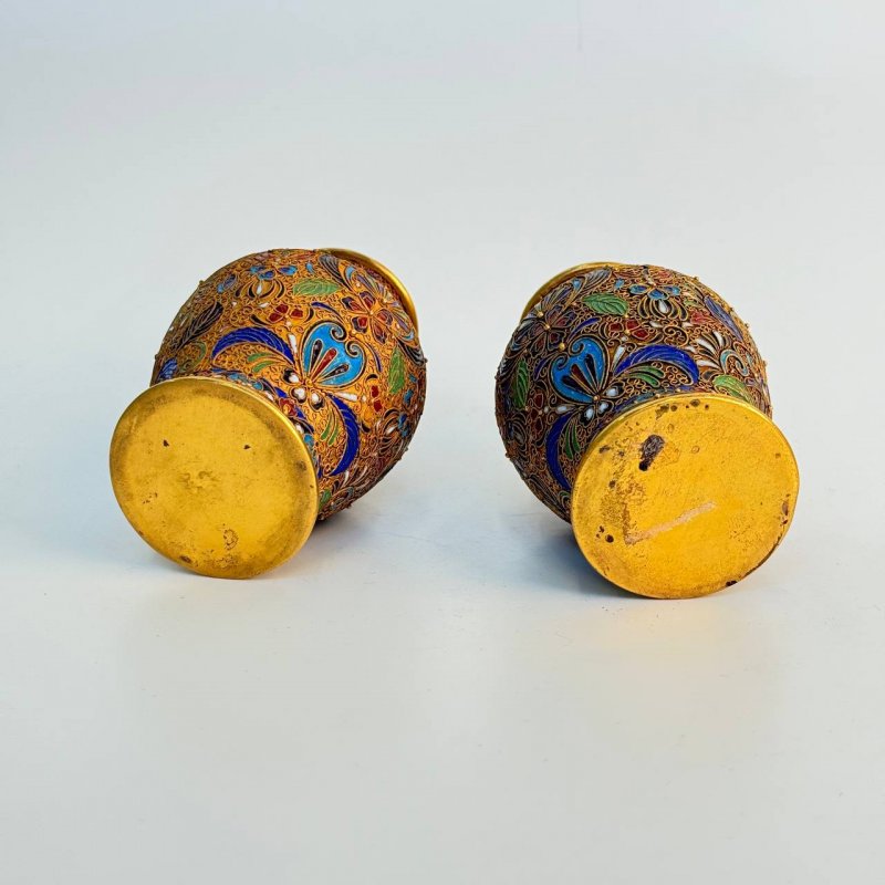 Парные вазы в технике клуазоне 