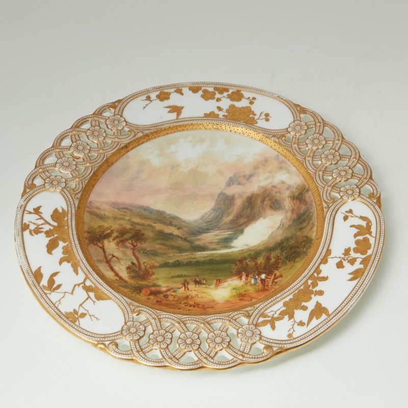 Тарелка с пейзажем Coalport 1875-1881гг VALLEY OF GRINDELWALD