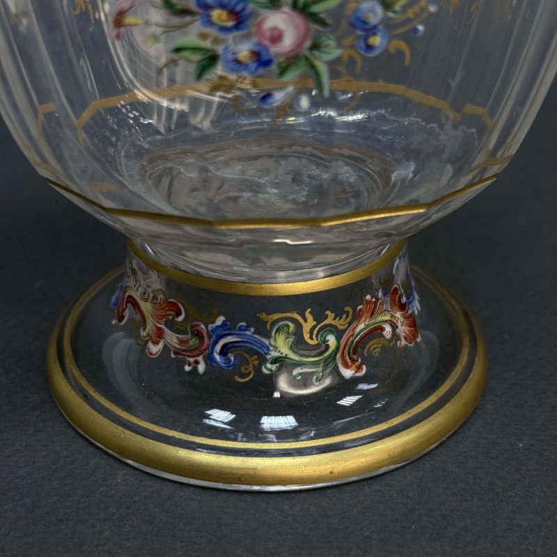 Графин стекло с росписью цветными эмалями Австрия 1900 г 