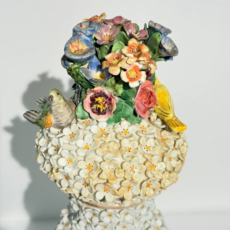 Старинная ваза фабрика Etienne Jacquemin в технике бульденеж Франция 1860 гг, 