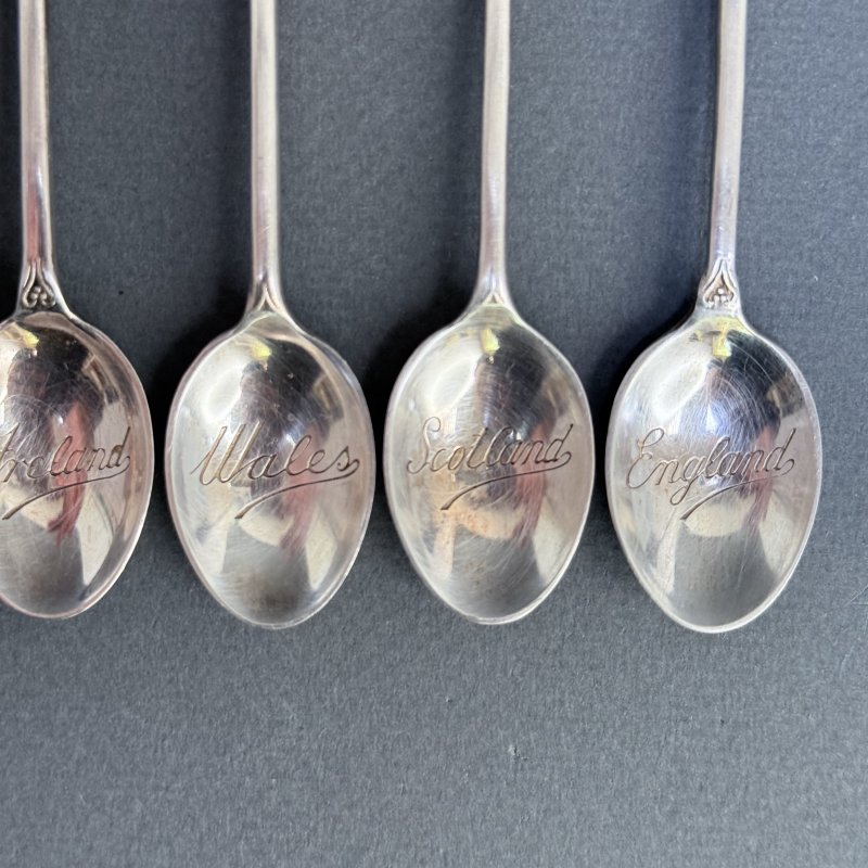 Набор из 6ти серебряных чайных ложек с эмалью 