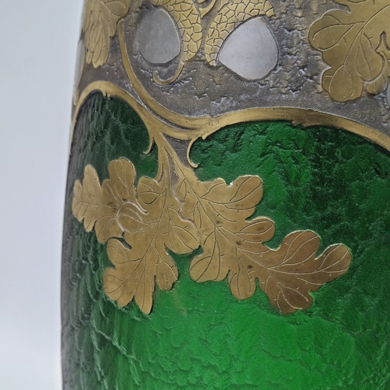 Большая ваза зеленое стекло Legras Франция 1890-е гг