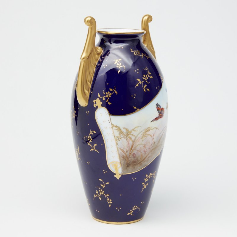 Старинная кобальтовая ваза с ручной росписью, период Grainger 