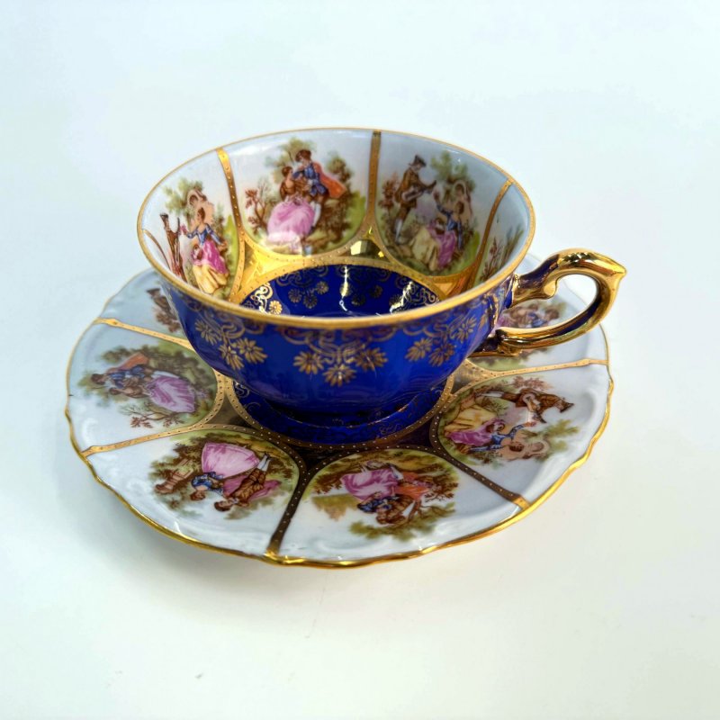 Фарфоровая чашка с блюдцем. J.K. Decor Carlsbad Bavaria. Германия. 1950-е–1970-е годы (д)