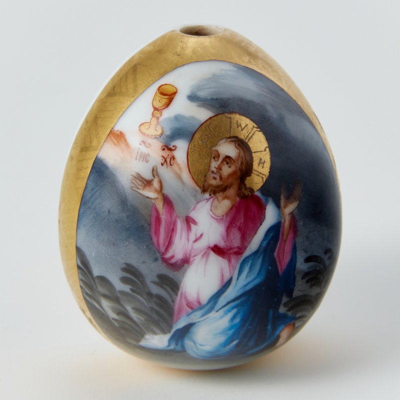 Фарфоровое пасхальное яйцо «Моление о чаше» с ручной росписью