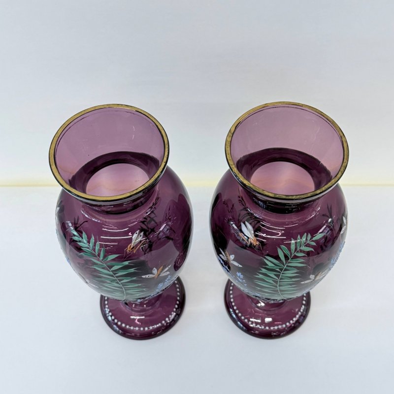 Пара ваз из художественного аметистового стекла Moser