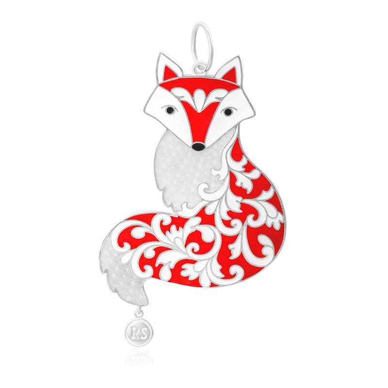 Елочная игрушка «Лисичка» из серебра