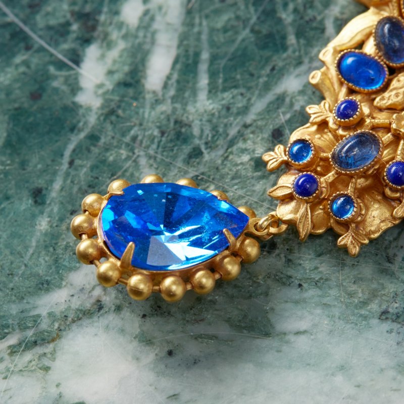 Коллекционное ожерелье Павлины с синими камнями 