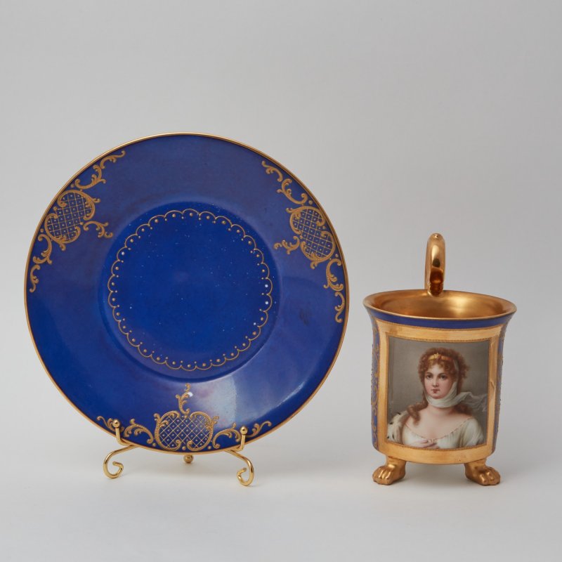 Чайная пара КПМ Портрет королевы Пруссии