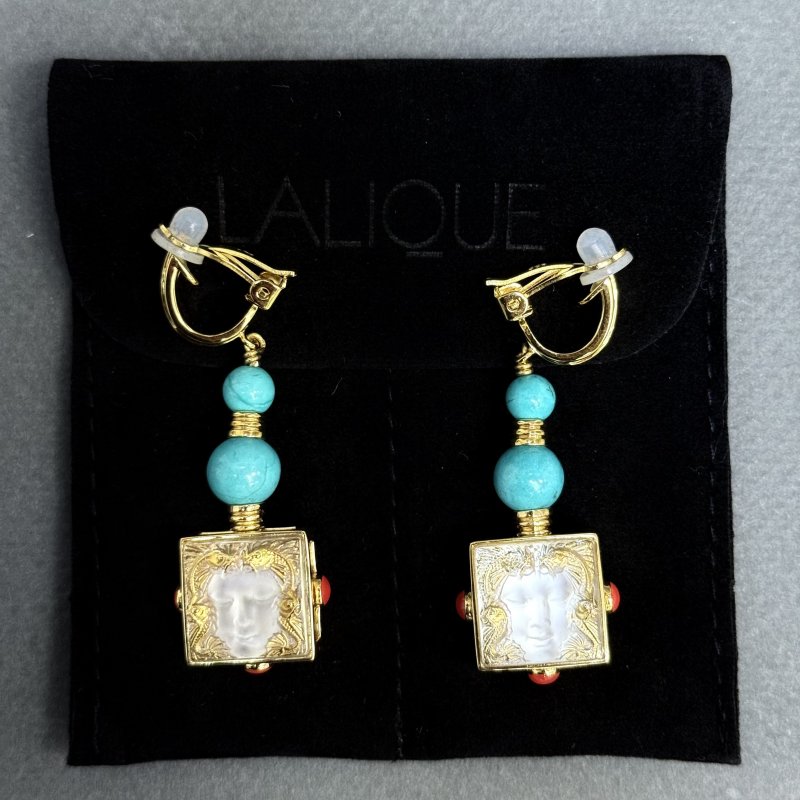 Серьги клипсы Lalique Arethuse техника золочения Gold Vermeil ручная работа Франция 2020-2025 г (н)