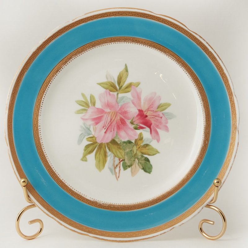 Тарелка голубой борт цветы