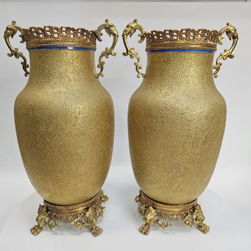 Парные вазы цвет золото Edme Samson&Sie