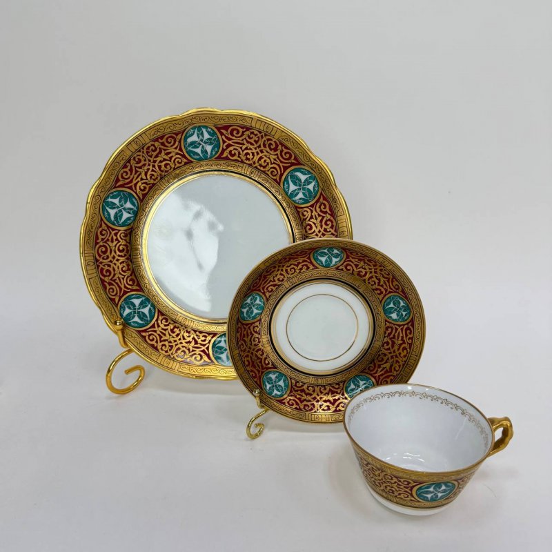 Кофейное трио  в византийском стиле с маркой Товарищество Кузнецова в Москве  (Кспб)