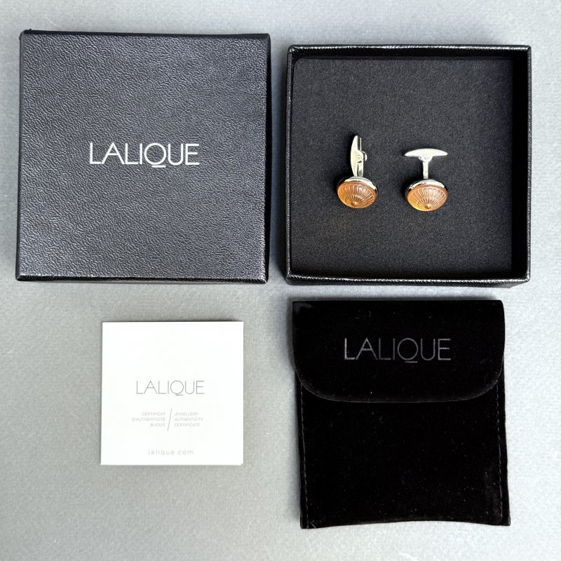 Запонки с палладиевой отделкой и гранёным хрусталём оранжевого цвета 2024-2025 г