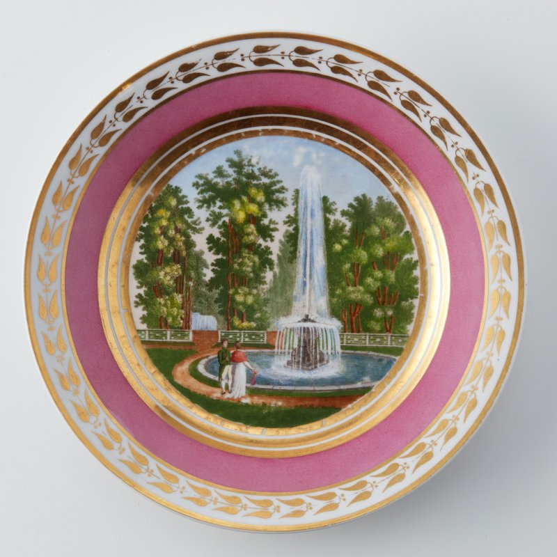 Раритет! Старинная тарелка Вид фонтана в Петергофе, АI