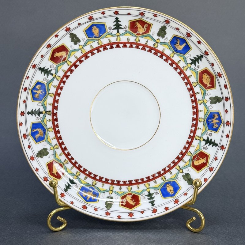 Редкая чашка с ручкой в форме медведя и блюдцем