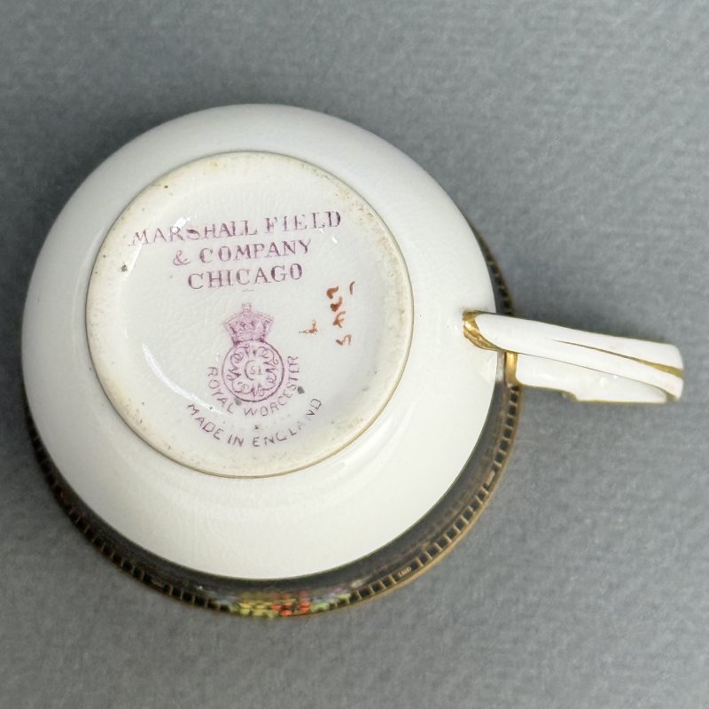 Чашка с блюдцем для кофе в стиле Артдеко Роял Вустер - Marshall Field &Co Англия-США 1920 гг. (д)