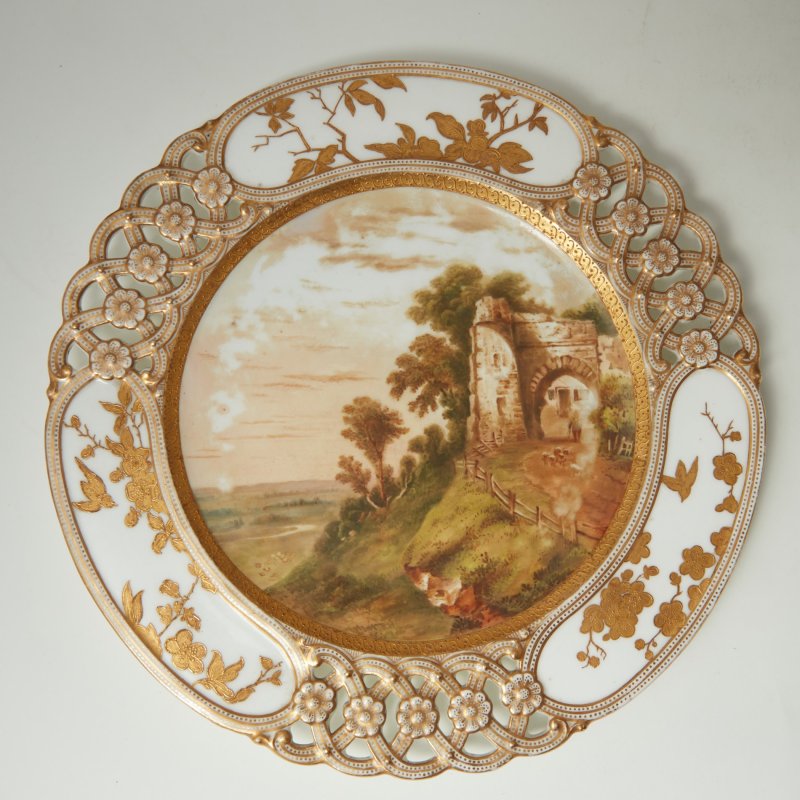 Тарелка с пейзажем Coalport 1875-1881 OLD CATEWAY WINCHELSEA