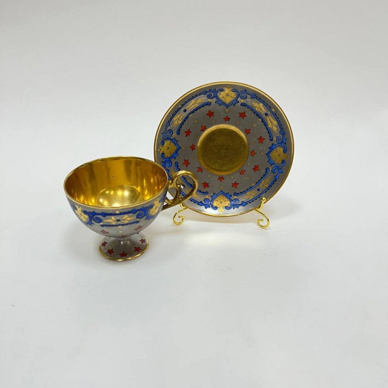 Редкая Чашка на ножке с блюдцем Limoges 1880 гг