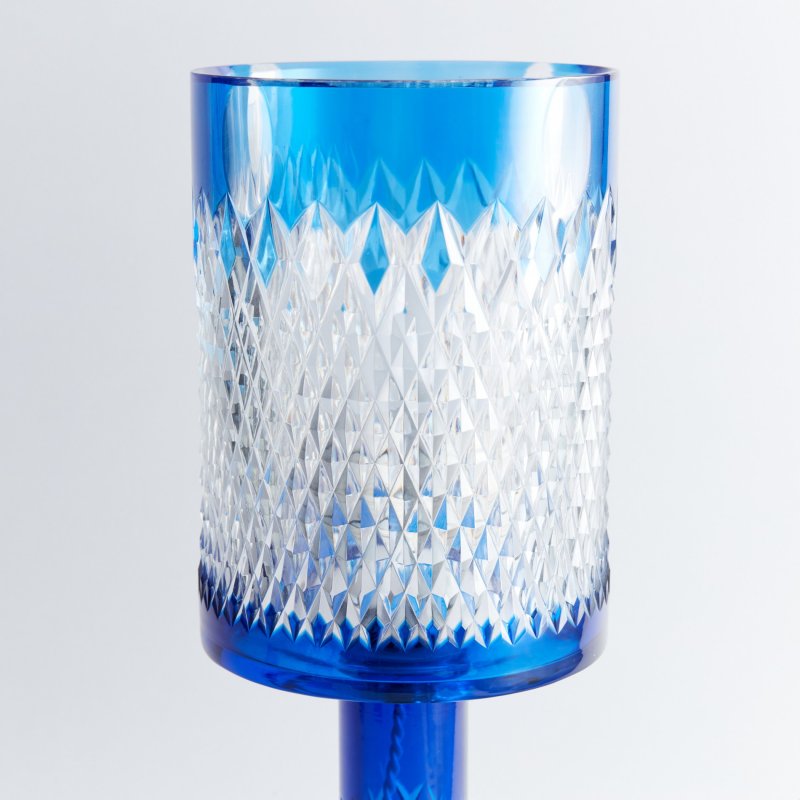 Настольная лампа из синего хрусталя ручной работы