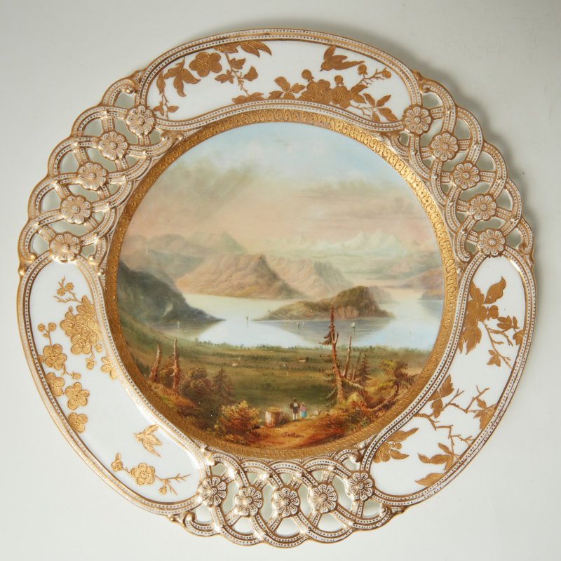 Тарелка с пейзажем Coalport 1875-1881 LUCERNE