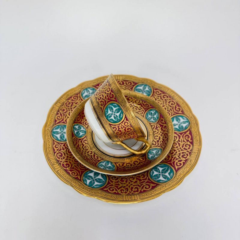 Кофейное трио  в византийском стиле с маркой Товарищество Кузнецова в Москве  (Кспб)