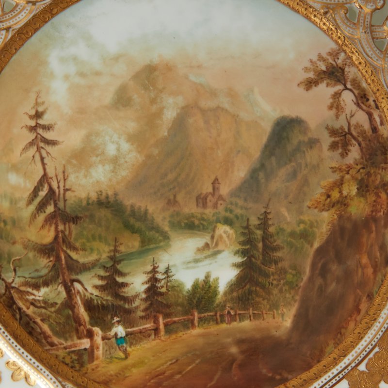 Тарелка с пейзажем Coalport 1875-1881 ENTRANCE TO THE SIMMENTHAL