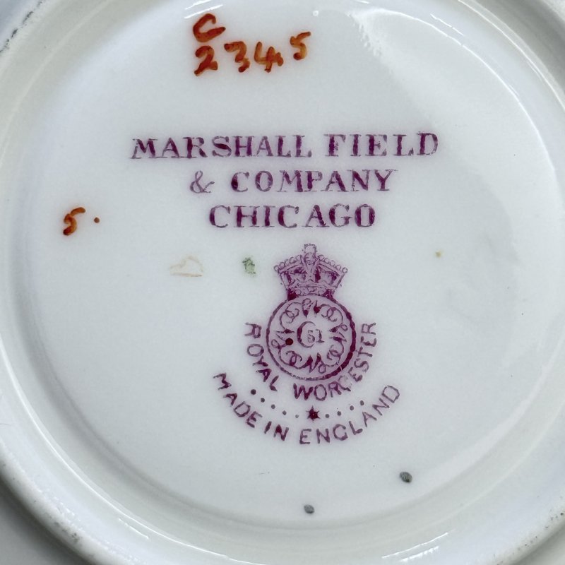 Чашка с блюдцем для кофе в стиле Артдеко Роял Вустер - Marshall Field &Co Англия-США 1920 гг.