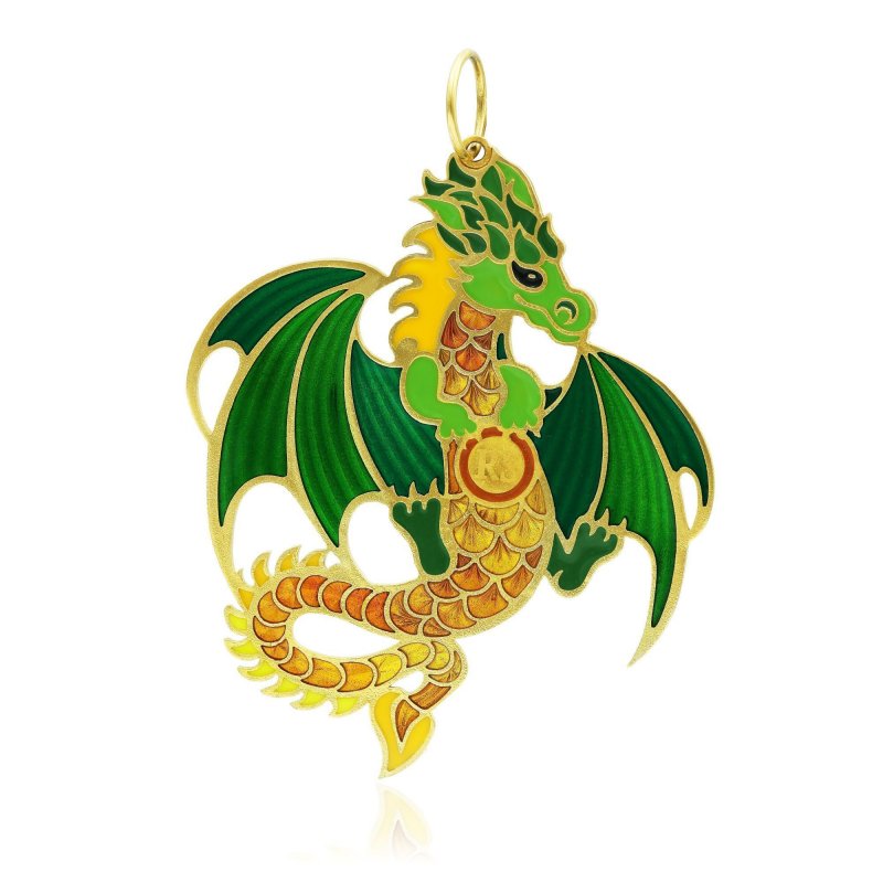 Елочная игрушка «Дракон» из серебра