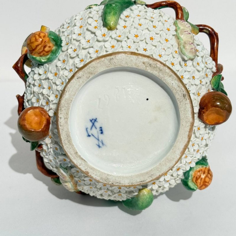 Старинная ваза фабрика Etienne Jacquemin в технике бульденеж Франция 1860 гг, 