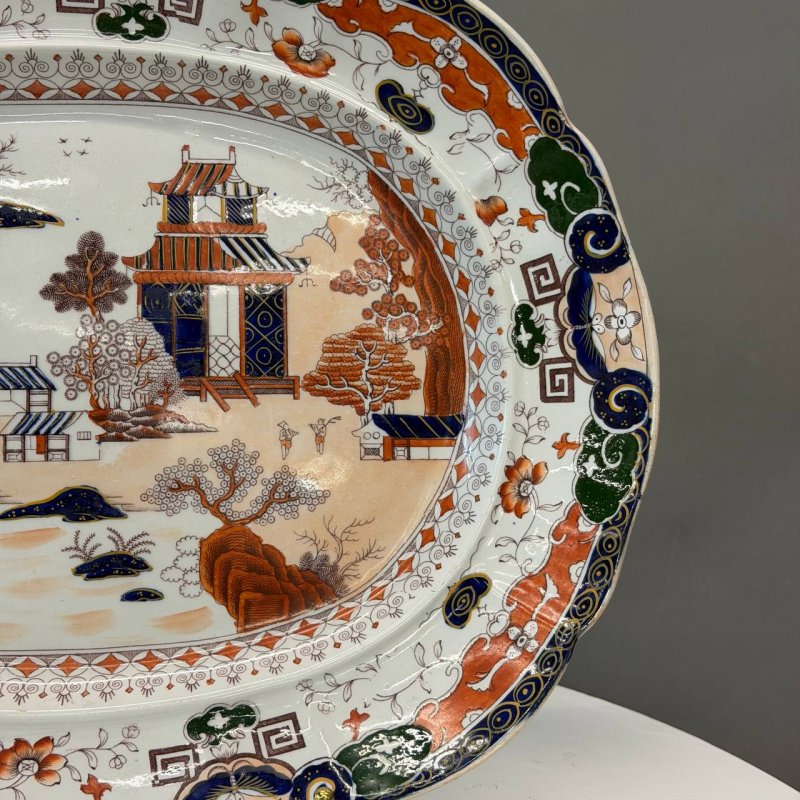 Большое старинное блюдо , Masons , Англия 1815-1820 г , ironstone масса . 